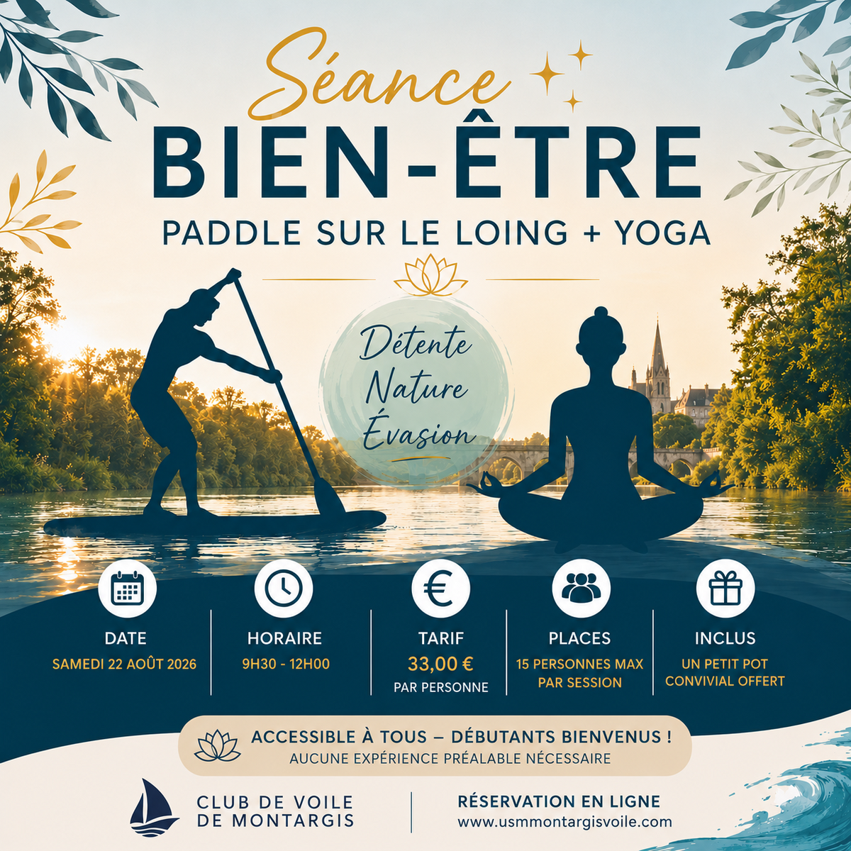 Séance Bien-être : Paddle sur le Loing + Yoga